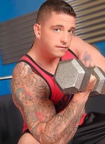 MUscle athlete Slate Steele strokes dick in a gym by Nextdoor Male With Slate Steele