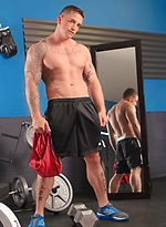 MUscle athlete Slate Steele strokes dick in a gym by Nextdoor Male With Slate Steele