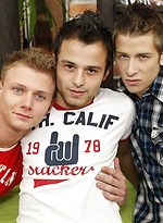 2 smooth blond twinks service a dark haired stud by Staxus