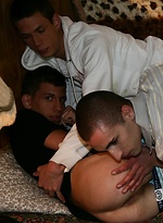 One bed for three guys by Staxus