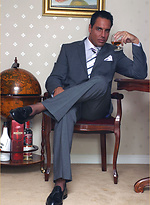 Marcello takes off his suit and tie to wank in his shiny black stockings by With Marcello With Marcello