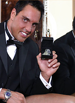 Marcello takes off his black suit and fills a condom with warm cum for one lucky fan by With Marcello With Marcello