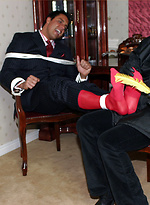 Masked intruder ties Marcello up and tickles his sexy big feet by With Marcello With Marcello