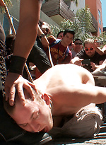 Dude gets fucked in public by Bound in Public