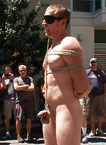 Dude gets fucked in public by Bound in Public