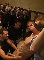 Bound and suspended upside down while brutally fucked by Bound in Public With Christian Wilde,Trent Diesel