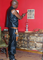Gay black stallion wearing leather pulls his huge erection hard by With Marcello