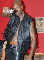 Gay black stallion wearing leather pulls his huge erection hard by With Marcello