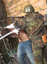 Twink gets humiliated by two soldiers by Gay WarGames