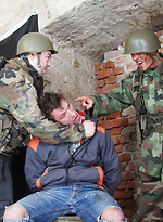 Hunted gay gets humiliated by Gay WarGames