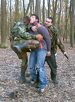 Hunted gay gets humiliated by Gay WarGames