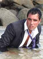 Marcello wearing a soaking wet business suit wanking on the rocks by With Marcello With Marcello
