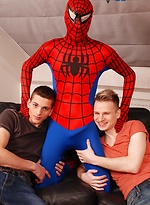 Staxus - Gang Bang: Dick Smolderingly Hot Threesome As Spiderman Fucks & Creams Two Horny Twinks! by Staxus With Milan Sharp,Kamyk Walker