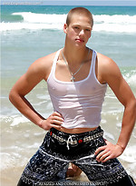 Stanley shows his perfect young muscled body on a beach by Enigmatic Boys