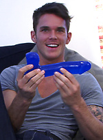 Straight Young Footballer Jay Hall Slides Up & Down on the Massive Blue Dildo by English Lads