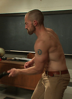 Horny professor beats, electrocutes, and fucks one of his students by Bound Gods With Adam Herst