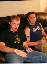 Amateur gays with huge pricks Denny and Jake jack off on a couch by Nextdoor Buddies