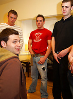 Cute brunette stud Samuel participates in a gay blowbang with his classmates by Nextdoor Buddies