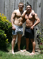 Muscular gay studs Tommy D & Hoyce flaunting their mighty chests outdoors by Nextdoor Buddies With Tommy D