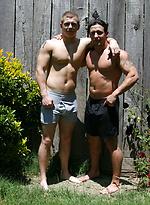 Muscular gay studs Tommy D & Hoyce flaunting their mighty chests outdoors by Nextdoor Buddies With Tommy D