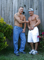 Muscular gay studs Tommy D & Hoyce flaunting their mighty chests outdoors by Nextdoor Buddies With Tommy D