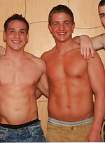 Tiny stud Brenden getting fucked and jizzed by three cute twinks in a gangbang by Nextdoor Buddies