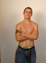Blonde stud Jack posing butt naked with his huge dick in his hands by Nextdoor Buddies