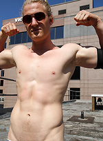 Australian lad Shane Phillips strips on a roof by Bentley Race