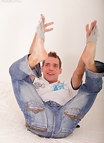 College guy Lonny Play busts a nut on his stomach. by BF Collection