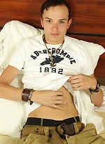 Danny Bowman alone on his bed masturbating his thick cock. by BF Collection