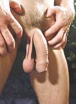 Thomas eats a peach while his uncut cock hangs out. by BF Collection