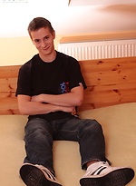 Naked boy Perry stroking his cock on the bed. by BF Collection