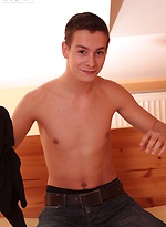 Naked boy Perry stroking his cock on the bed. by BF Collection