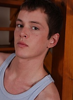 Cute twink Alex strokes his cock in a flipped over chair. by BF Collection