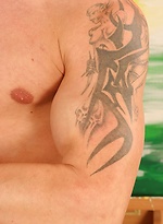 Ripped athletic Milan pulls hard cock out from briefs. by BF Collection