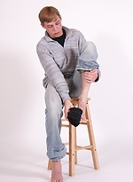 Timmy jerks off his hard cock on a wooden stool. by BF Collection