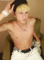 Blond twink Angel Villanueva tugs on his thick cock. by BF Collection