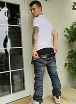Tattooed Peter Kone masturbates on the front porch. by BF Collection