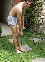 Very sexy Marco Sun jerking off in the backyard. by BF Collection