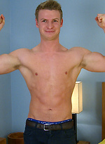 Muscular blonde hunk Harry sShows off his body by English Lads