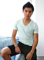 Skinny twink boy Ryan strokes his latino cock by Squirtz