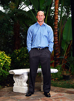 Bald hunk Christian posing outdoors by Playgirl
