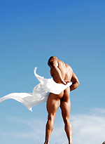 Muscle hunk Brett shows his perfect sculpted body outdoors by Playgirl