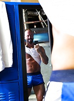 Ripped older bear flexes his muscles and his asshole as he jerks off to himself by Men Over 30