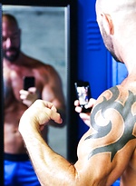 Ripped older bear flexes his muscles and his asshole as he jerks off to himself by Men Over 30