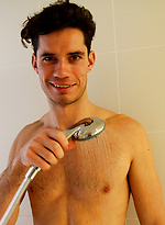 Hung mates in Sydney - Jet Wellington lets it hang out in the shower by Bentley Race With Jet Wellington