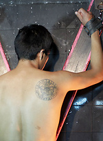 Bald studly master scores his boy sub at the cross by Bound Area