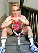 Pretty in Pink - Aussie boy Reece showing off in the public stairs by Bentley Race