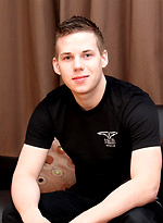 Hot young Manchester boy Ryan Days arrives for his solo wank and interview by BlakeMason