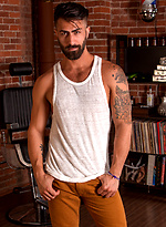 Adam Ramzi gets a trim and some ass from Mitch Vaughn in the barbers chair by TitanMen With Adam Ramzi,Mitch Vaughn